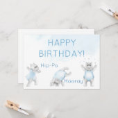 Hippo Hooray Somersault Birthday Kaart (Voorkant / Achterkant in situ)