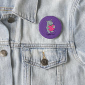 Hippo Hugs Valentijn Day Button Pin (In situ)