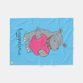 Hippo Hugs Valentijn's Day Fleece Blanket (Voorkant (Horizontaal))