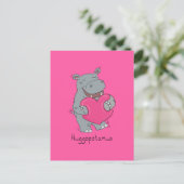 Hippo Hugs Valentine's Day Carte postale rose (Debout devant)