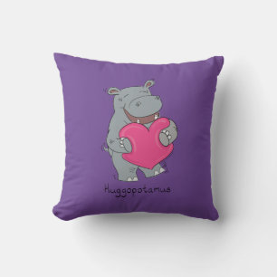 Hippo Hugs Valentine's Day Coussin