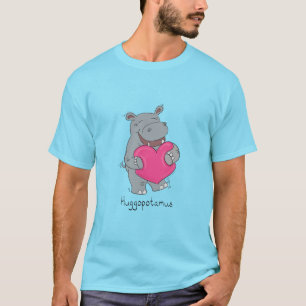 Hippo Hugs Valentine's Day Mens Tshirt bleu