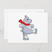 Hippo Ice skating Ice schaatsen Briefkaart (Voorkant / Achterkant)
