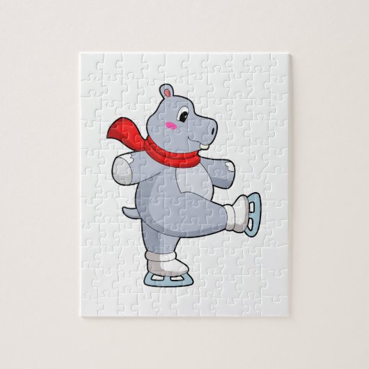 Hippo Ice skating Ice schaatsen Legpuzzel (Verticaal)