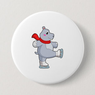 Hippo Ice skating Ice schaatsen Ronde Button 7,6 Cm