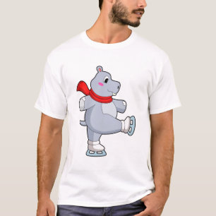Hippo Ice skating Ice schaatsen T-shirt