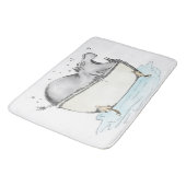 Hippo in Bath Fun Illustratie Waterverf Badmat (Gekanteld)