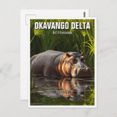 Hippo in de Okavango Delta in Botswana Briefkaart (Voorkant / Achterkant)