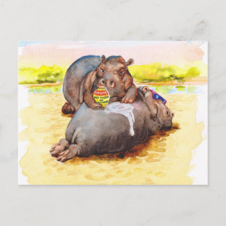 Hippo in de zon briefkaart