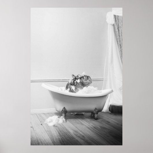 Hippo in een Poster in bad (Voorkant)