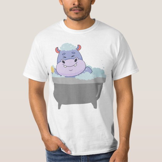 Hippo in het bad t-shirt (Voorkant)