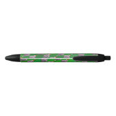 Hippo in Santa Hat Pattern over Groen Zwarte Inkt Pen (Achterkant)