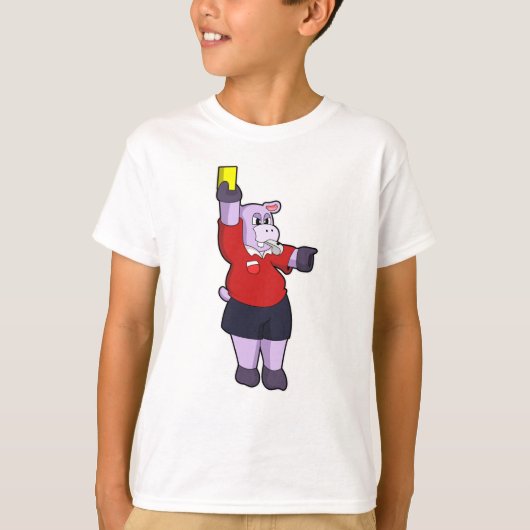 Hippo in Soccer als Referee T-shirt (Voorkant)