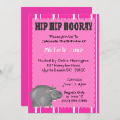 Hippo Invitation d'anniversaire (Devant / Derrière)