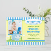 Hippo Invitation d'anniversaire, Hippo Boy bleu (Debout devant)