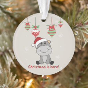 Hippo Joyeux Noël Animaux d'hiver Hippopotames