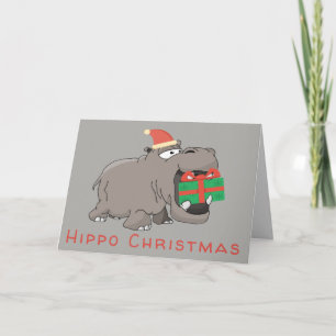 Hippo kerst Green Gift Feestdagen Kaart