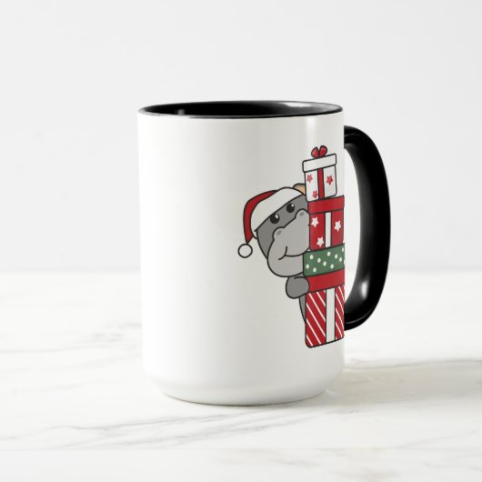 Hippo kerstcadeau Winter Dieren Hippos Mok (Voorkant rechts)