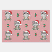 Hippo Kerstmis Winter Dieren Vakantie Nijlpaarden Inpakpapier Vel (Voorkant 3)