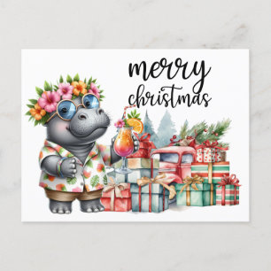 Hippo kerstthema voor Dierenvrienden Briefkaart