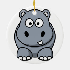Hippo kerstversiering keramisch ornament