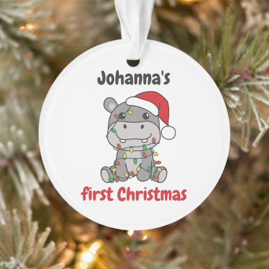 Hippo kerstwinter baby eerste kerstdag ornament (Boom)