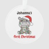 Hippo kerstwinter baby eerste kerstdag ornament (voorkant)