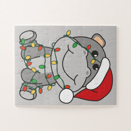 Hippo Kerstwinterdieren Hippos Jigzaag Puzzl Legpuzzel (Horizontaal)