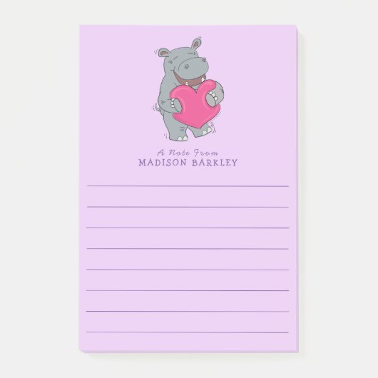 Hippo Kind Cute Valentijnsdag Post-it Notes (Voorkant)