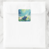 Hippo Magical Pond Meadow Vierkante Sticker (Tas)