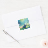 Hippo Magical Pond Meadow Vierkante Sticker (Envelop)