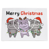 Hippo Merry Kerstmis Cute Dogs Holiday Groot Cadeauzakje (Voorkant)