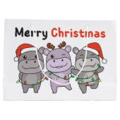 Hippo Merry Kerstmis Cute Dogs Holiday Groot Cadeauzakje (Achterkant)