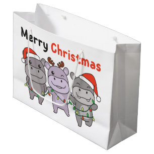 Hippo Merry Kerstmis Cute Dogs Holiday Groot Cadeauzakje