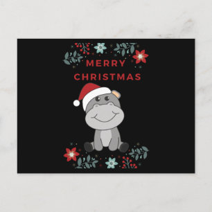 Hippo Merry Winter Animals Hippos Briefkaart