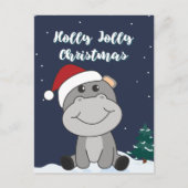 Hippo Merry Winter Animals Hippos Holida Feestdagenkaart (Voorkant)