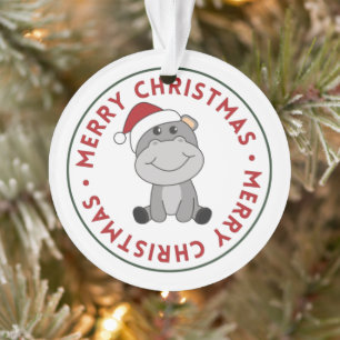 Hippo Merry Winter Animals Hippos Orname Ornament