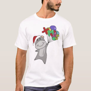 Hippo Merry Winter Animals Hippos T-shirt