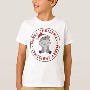 Hippo Merry Winter Animals Hippos T-shirt