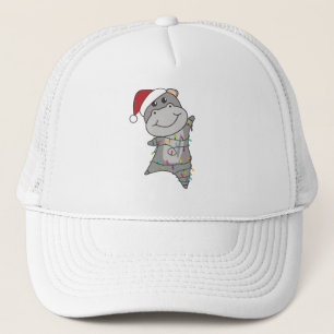 Hippo Merry Winter Animals Hippos Trucker Pet
