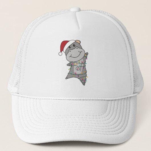 Hippo Merry Winter Animals Hippos Trucker Pet (Voorkant)