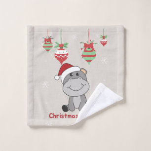 Hippo Merry Winter Animals Hippos Wash C Washandje