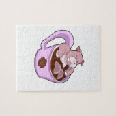 Hippo met beker koffie legpuzzel (Horizontaal)