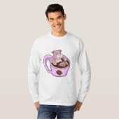 Hippo met beker koffie t-shirt (Voorkant volledig)