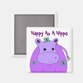 Hippo met Butterflies Magneet (Voorkant / Achterkant)