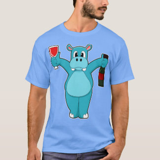 Hippo met Glas van Wijnfles Wijn T-shirt