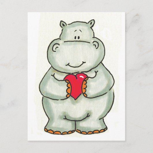 Hippo met hart briefkaart (Voorkant)
