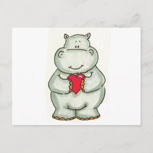 Hippo met hart briefkaart