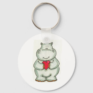 Hippo met hart sleutelhanger