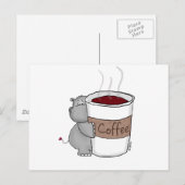 Hippo met koffie briefkaart (Voorkant / Achterkant)